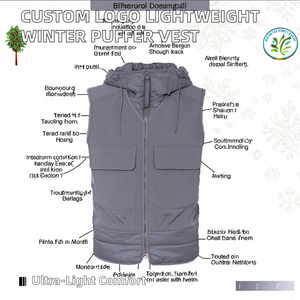 Vestes matelassées en velours côtelé légères, imperméables et respirantes avec fermeture éclair et logo personnalisé de haute qualité pour hommes - Product Image 2