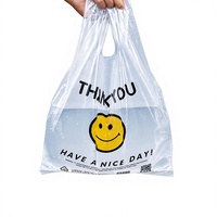 Sac de courses transparent en PE, sac de transport pour épicerie en HDPE, emballage de marché jetable imprimé sur mesure