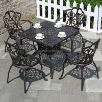 Ensemble de salle à manger moderne en aluminium moulé portable, mobilier de jardin extérieur, mobilier de patio, mobilier de cour d'hôtel, mobilier de restaurant, table et chaises de bistrot