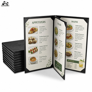 ซองหนังใส่อาหาร4หน้าแบบหรูหรามีที่เก็บเมนูปกหนังสือเล่มเล็กสำหรับร้านอาหาร - Product Image 1