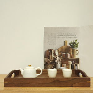 Rectangular Solid Wood <b>Tea</b> <b>Tray</b> With Handle Wooden Pattern Restaurant Serving <b>Tray</b> Medium 37x26x5cm - Product Image 4