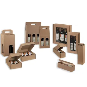 Emballage en papier kraft écologique, boîte à vin en papier kraft brun, boîte à gâteaux en papier kraft, usine