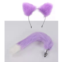 2 en 1 : Plug anal à queue de renard et queue de chat, avec clip de collier, pour usage extérieur, jouet sexuel pour adultes