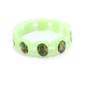 Catholic Fluorescent Green <b>Beaded</b> Bracelet Unisex Elastic Religious Gift Jewelry - Product Image 3