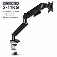 Nouveau support de bureau pour écran unique, idéal pour le télétravail et les dortoirs, capacité de 10 kg, bras de moniteur 17-32 pouces, gestion des câbles, métal noir