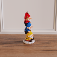 Statue de gnome en céramique empilée artificielle en gros, figurine de décoration de jardin en porcelaine écologique personnalisée OEM ODM Happy