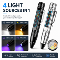 Linterna UV de Aluminio de 4 Luces 1366, 365nm 395nm, Blanca y Amarilla, Recargable por USB-C, para Camping, Inspección de Gemas de Jade