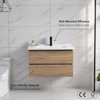 Kabinet Wastafel Kamar Mandi Modern 32" dari Kayu Lapis, Tahan Air, Terpasang di Dinding untuk Proyek Apartemen & Hotel