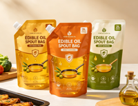 Pochettes à bec verseur 1L 500ml en PE pour huile, idéales pour l'huile d'olive, étanches à l'humidité, lot de 100 pré-fabriquées