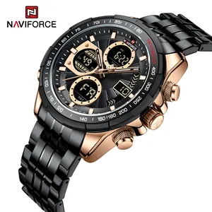 NAVIFORCE 9197品牌男士石英表不锈钢表带日历周发光防水时尚男士运动手表