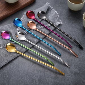 Juego de 6 cucharas de bar de metal modernas, agitadores de cócteles reutilizables de colores arcoíris - Product Image 3