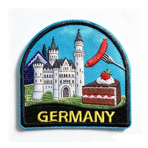 Germany Castle Sausage Cake Embroidered Patch Iron-On Fabric Applique Gift - Product Image 1