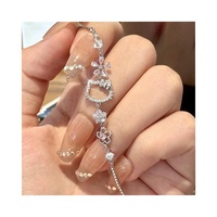 Conjunto de Collar y Pulsera con Colgante de Gatito de Circonio, Estilo Y2K, Chapado en Plata Antigua, Joyería con Dije de Gato de Dibujos Animados para Adolescentes y Bodas
