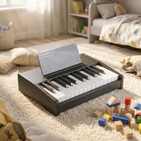 Xylophone en bois à 25 touches avec clavier électronique LED USB-C, logo personnalisé OEM, microphone, support de musique, pour débutants et étudiants