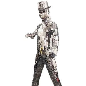 Funtoys-Costume miroir en argent brillant <span class=keywords><strong>2023</strong></span> pour hommes, combinaison de spectacle de danse avec étoiles populaires, costumes de chanteur à paillettes - Product Image 1