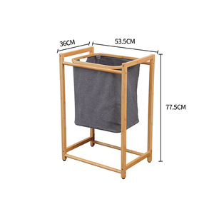 Cesto portabiancheria singolo autoportante in bambù con cesto portaoggetti in tessuto <span class=keywords><strong>grigio</strong></span> per <span class=keywords><strong>bagno</strong></span>, organizer per vestiti di grande capacità - Product Image 4