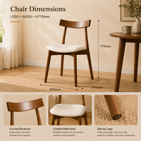 Chaise de salle à manger moderne en bois massif, écologique, avec dossier incurvé et assise rembourrée, pour la maison, le bureau et la salle à manger