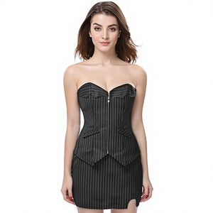 Corset amincissant et gainant professionnel à rayures noires, style européen et américain, avec fermeture éclair, effet push-up et sans coutures - Product Image 1