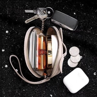 Dompet Koin Mini Gajah Lucu Dompet Gantungan Kunci Kulit PU Kantong Ritsleting Portabel untuk Earphone Kartu Kunci Aksesori Kecil