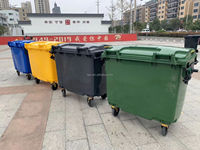 Poubelle en plastique de grande capacité de 660 litres, bac à ordures avec couvercle, robuste, pour le traitement des déchets sur les chantiers de construction