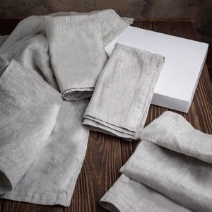 40*40cm Natural Flax Custom LOGO Organic Fabric Solid Color Scalloped <b>Table</b> <b>Cloth</b> White <b>Linen</b> Napkin Placemat for Wedding - Product Image 2