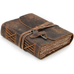 Carnet de notes en cuir rigide marron vieilli, reliure à cheval, 6x4, pages vierges, idéal pour un cadeau - Product Image 1