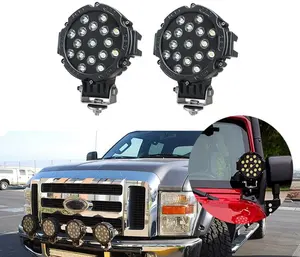 51W Led Werklamp, 5100lm Lichtbalk, Ronde Spot Licht Pods Off Road Driving Lights Mistbumper Daklamp Truck Accessoires