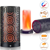 Lampe à flamme LED d'ambiance pour table à manger, classique, noire et blanche, simple, en forme de pétale de fleur, creuse, chaude, étanche IP44, pour extérieur