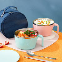 Boîte à lunch isotherme en acier inoxydable 304 grande capacité pour nouilles instantanées avec couvercle, style minimaliste, pour employés de bureau et étudiants
