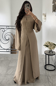 Ensemble de robes islamiques modestes faites à la main pour femmes, robes maxi élégantes en polyester et lin à manches longues, pour un usage quotidien - Product Image 4