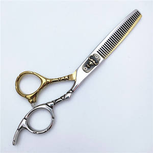 Tijeras de peluquería GT6 de 6.0 pulgadas, doradas, con tornillo de cabeza de toro, para entresacar, para diestros, uso estético, hoja estándar - Product Image 4