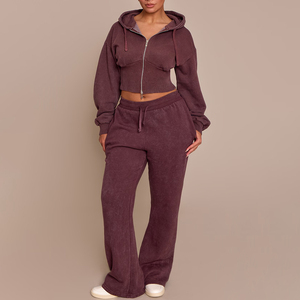 Sweat-shirts en coton de haute qualité, vente en gros, grandes tailles, pull-overs, sweats à capuche unis, ensemble pour femmes - Product Image 1