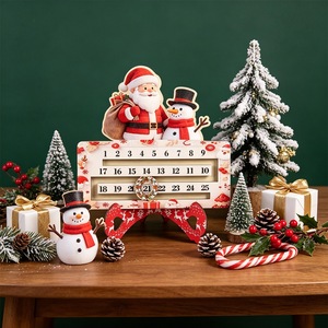 Pafu - Decoración Navideña de Madera <span class=keywords><strong>para</strong></span> Escritorio, Calendario de Adviento con Diseño de Papá Noel y Muñeco de Nieve, Regalo de Navidad - Product Image 2