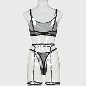 Wholesale See Through Mesh Thong Underwear <b>Sexy</b> Body Fishnet 1 Piece Embroidery Nylon Chain Lingerie <b>Set</b> - Product Image 6