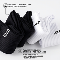 Chaussettes de sport athlétiques personnalisées avec logo, chaussettes de fitness en coton blanc et noir pour hommes, chaussettes de gym avec coussinets, OEM ODM, vente en gros