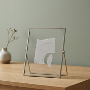 Cadre photo carré en métal, vertical, pour table, avec insert en verre décoratif - Product Image 1