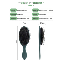 Brosse démêlante promotionnelle pour cheveux avec coussinets doux en nylon et poils de sanglier, brosse massante pour soins capillaires avec logo