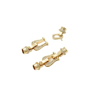 Chiusura a Doppia Testa a Forma di Ferro di Cavallo Ovale Placcata in Oro 14K e Incastonata con Zirconio, Accessorio per Collane e Bracciali Fai-da-Te - Product Image 5