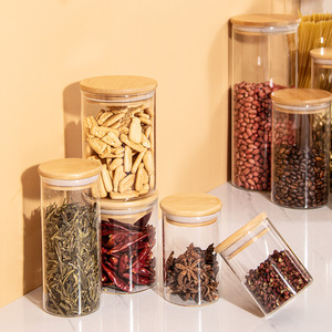 2Oz Spices Bottle Glass Storage Jar With Bamboo Lid Glass Jars Storage Bottles Jars