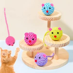 Wholesale Cat Toys Colorful Interactive Plush <b>Mouse</b> Toy with Elastic Thread Cute Head Design to Grind Teeth for Pet Cat Cleaning - Product Image 1