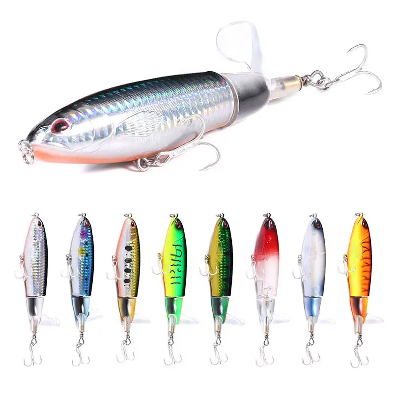Wholesale 12.5cm 37g Artificial Hard Plastic Bait Pencil Fishing Lures with Rotating Spin Tail for Carp Bass Trout Pike