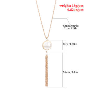 เครื่องประดับสร้อยคอยาวพู่ถักแบบเรียบง่ายจี้มุกทันสมัยสำหรับผู้หญิง - Product Image 5