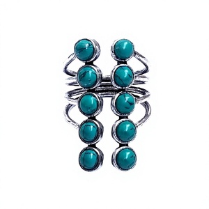 Bague en pierre Turquoise pour femmes, anneau réglable en pierre fait à la main, tendance - Product Image 1
