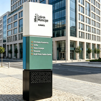 Enseignes LED extérieures pour entreprises, panneaux de signalisation directionnelle en acier inoxydable, caissons lumineux, enseignes de marque, enseignes de nom, enseignes de magasin, panneaux de signalisation routière sur pylône