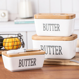 Plato <span class=keywords><strong>de</strong></span> mantequilla <span class=keywords><strong>de</strong></span> cerámica con tapa <span class=keywords><strong>de</strong></span> bambú recipiente <span class=keywords><strong>de</strong></span> queso sólido guardián plato <span class=keywords><strong>de</strong></span> mantequilla <span class=keywords><strong>de</strong></span> <span class=keywords><strong>porcelana</strong></span> <span class=keywords><strong>esmaltada</strong></span> con cuchillo para encimera - Product Image 3