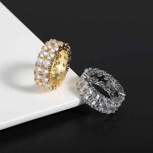 Wholesale OEM GRA VVS Moissanite Skeleton 2 Row Band <b>Ring</b> <b>925</b> <b>Silver</b> 18K Gold Plated Hip Hop Iced Out Custom <b>Ring</b> B2B Supplier - Product Image 3