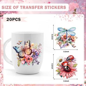 สติกเกอร์แบบถ่ายโอน UV DTF 20 <span class=keywords><strong>แผ่น</strong></span> ลายวินเทจ <span class=keywords><strong>นก</strong></span> เต่าทอง ผึ้ง แมลงปอ ดอกไม้ สำหรับติดบนแก้ว ขวดน้ำ งาน DIY - Product Image 4