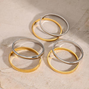 니켈 프리 골드 도금 손목 밴드 저자 극성 스테인레스 스틸 변색 프리 스프링 힌지 커프 팔찌 여성 패션 팔찌 - Product Image 1