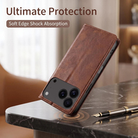 Dompet Kulit PU Premium untuk iPhone 17 Pro Max - Penutup Berdiri dengan Slot Kartu, Penutup Magnetik & Cangkang Anti Guncangan