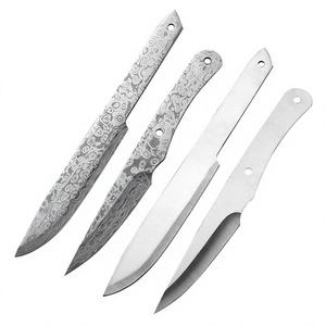Juego de cuchillos de camping de acero de Damasco, 1 unidad, hoja de punta caída, mango de acero inoxidable, espiga completa, industrial/DIY OEM - Product Image 4
